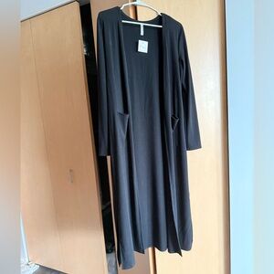 NWT Black Long Open Cardigan Duster Size Small with Pockets.